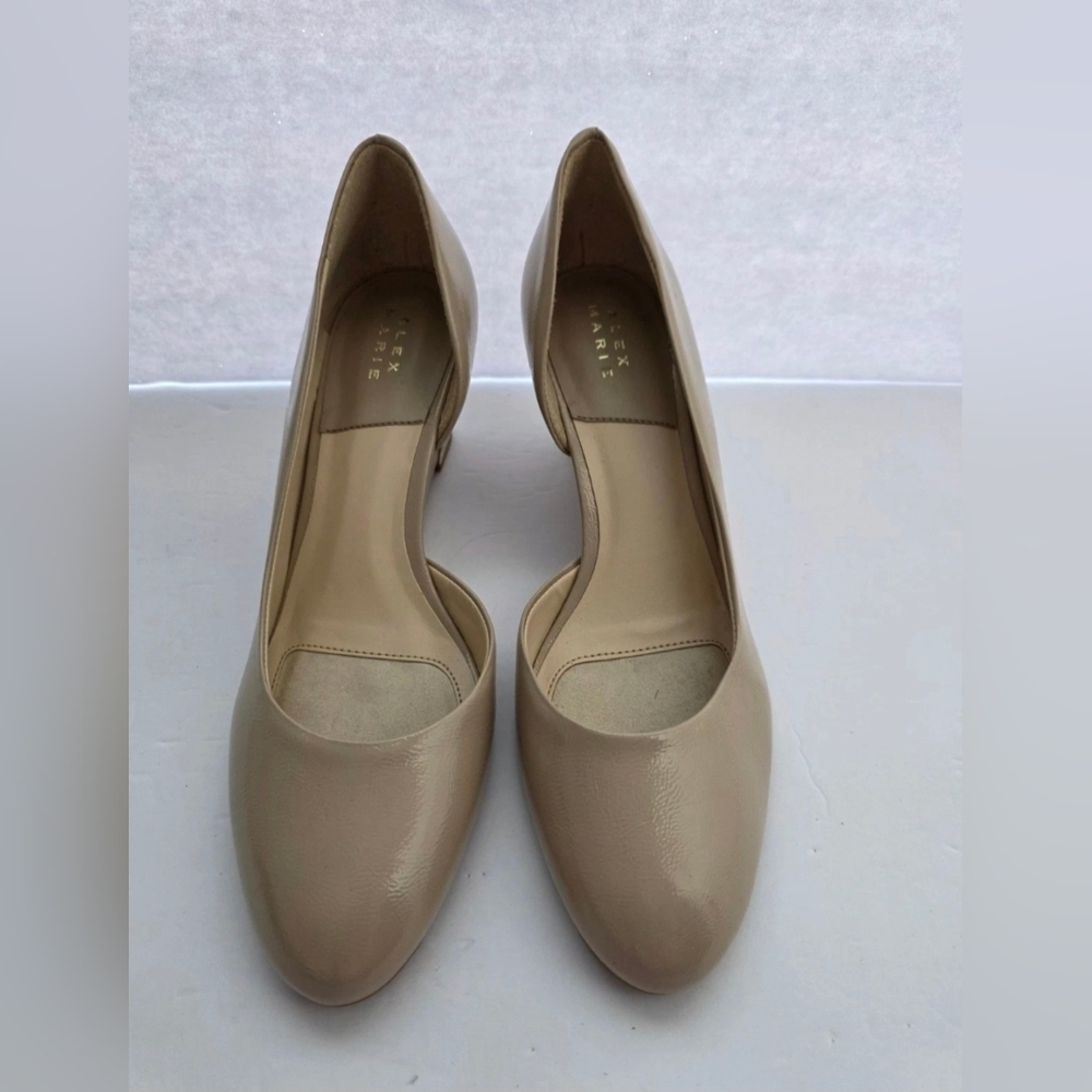 Alex Marie Laela Women Wedge Pumps Patent Vegan Leather Tan/Spanish Sand Sz 10 W